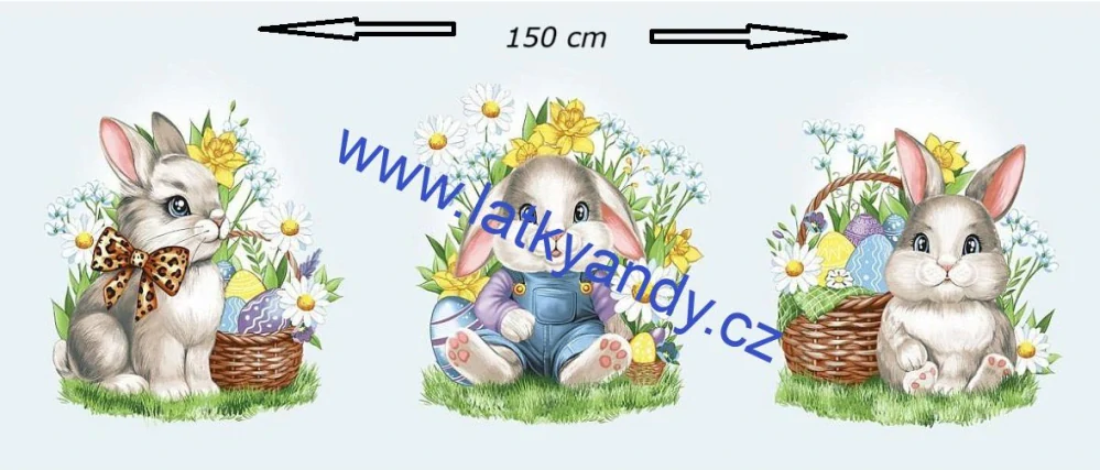 Vaflovina / Utěrkovina Panel 150 x 60 cm Zajíček v košíku