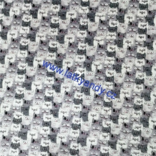 Minky Kočičky šedé 3D puntík