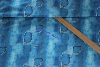 Teplákovina Jeans potrhaný modrý